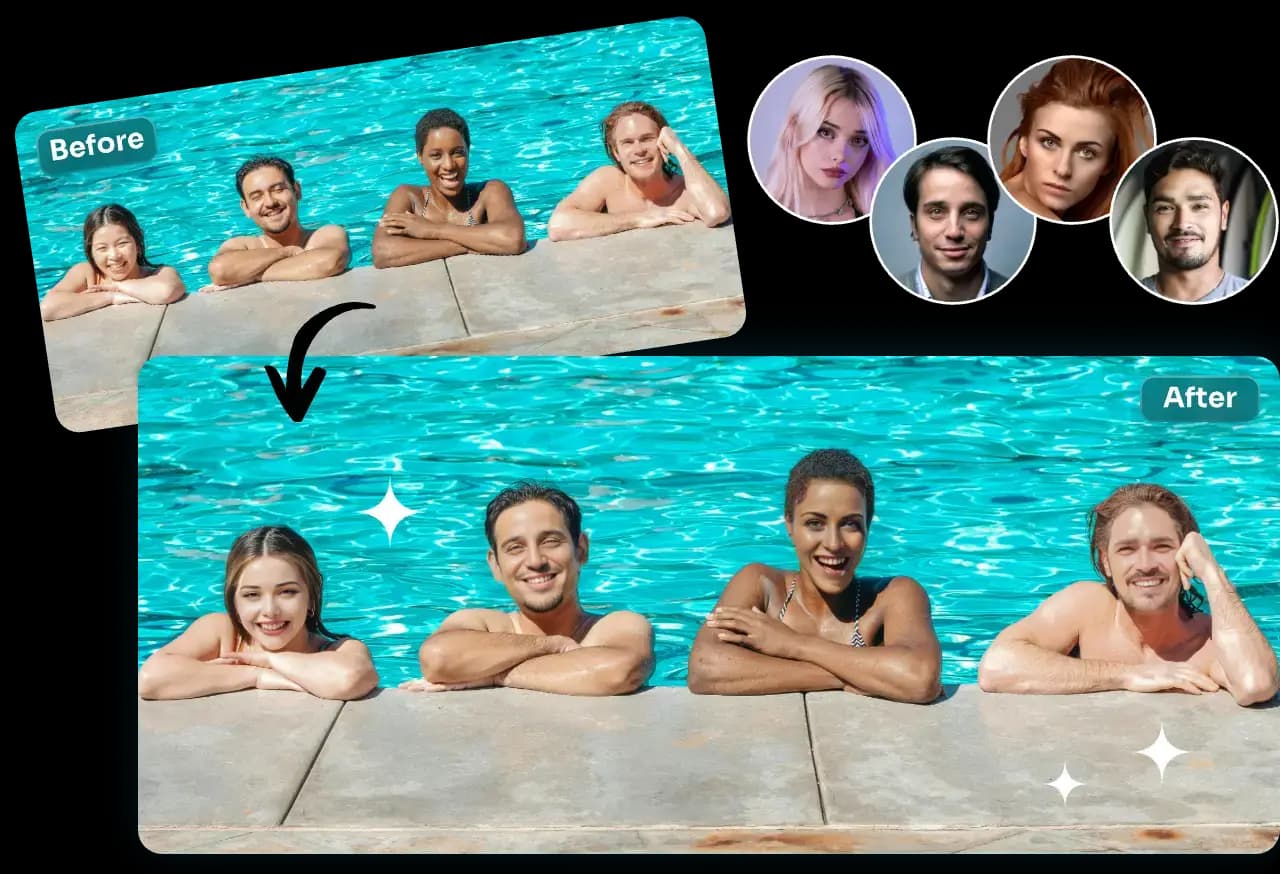Multiple Face Swap example banner showing face swap demo