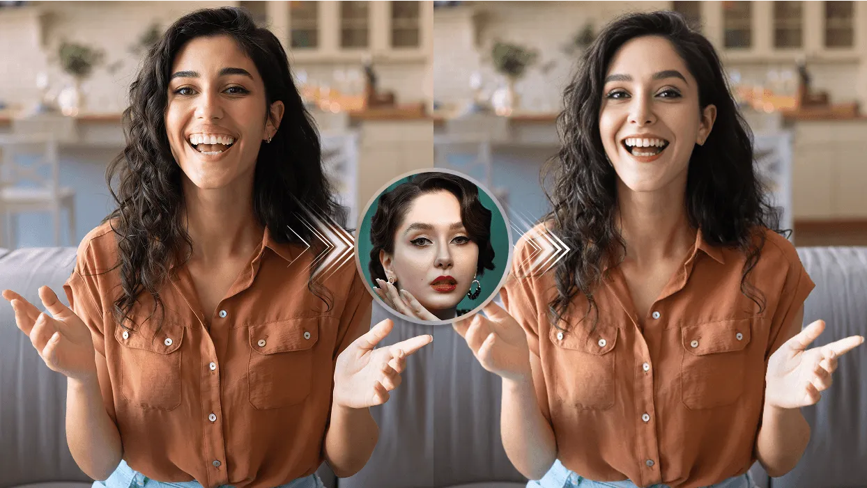 Scene, face reference, result
