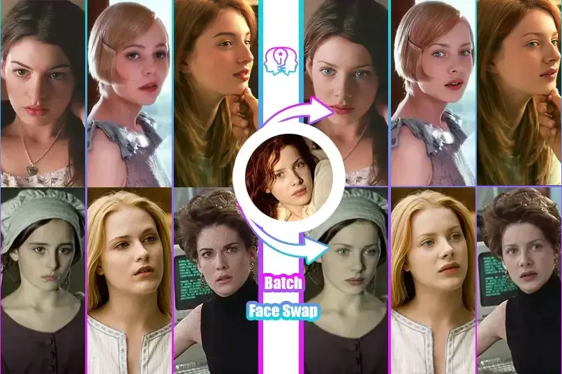 Batch Face Swap example banner showing face swap demo