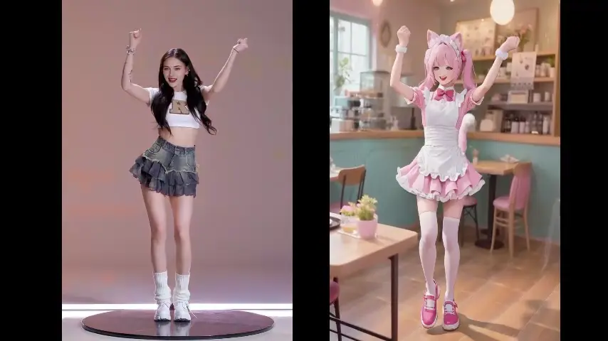 Wan-Animate Replace mode demo showing AI swapping a character into the target video.